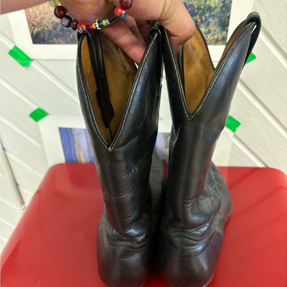 Boulet Black Leather Cowboy Boots - Picture 5 of 7